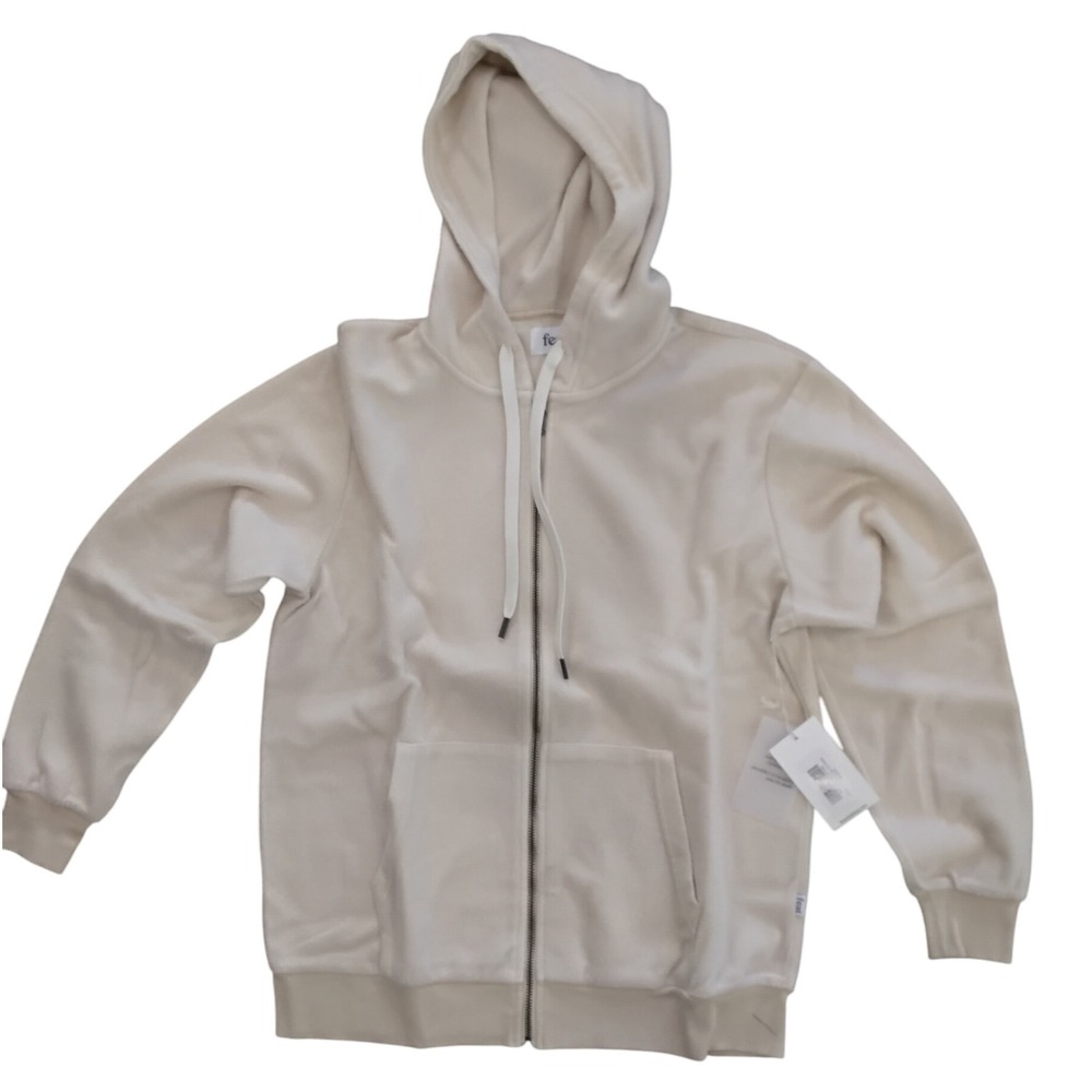 Feat Cream Full Zip Hoodie Mens‎ Medium Soft Plush Casual Loungewear